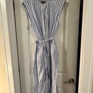 J. Crew Blue and White Midi Dress